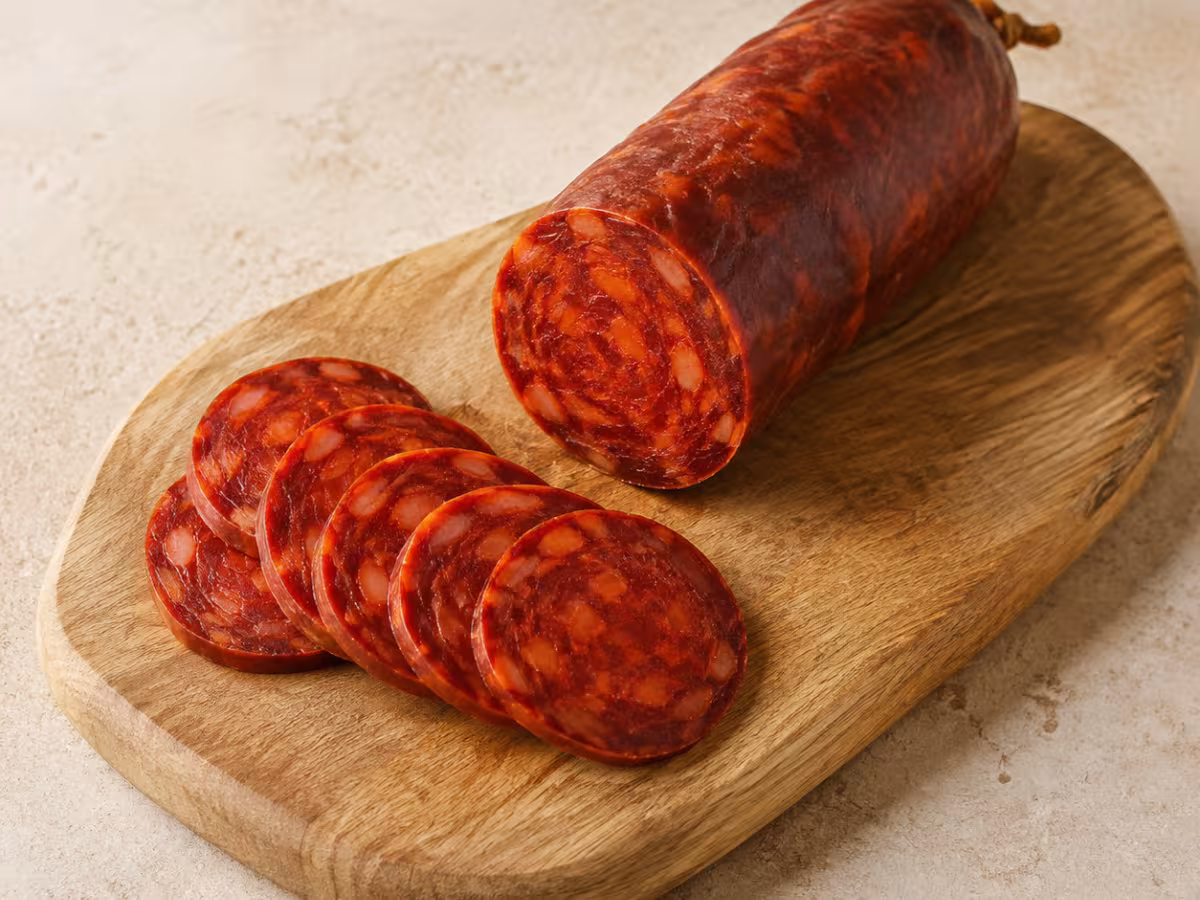 Embutido de cerdo condimentado con piment&oacute;n, de sabor intenso y ligeramente ahumado.
