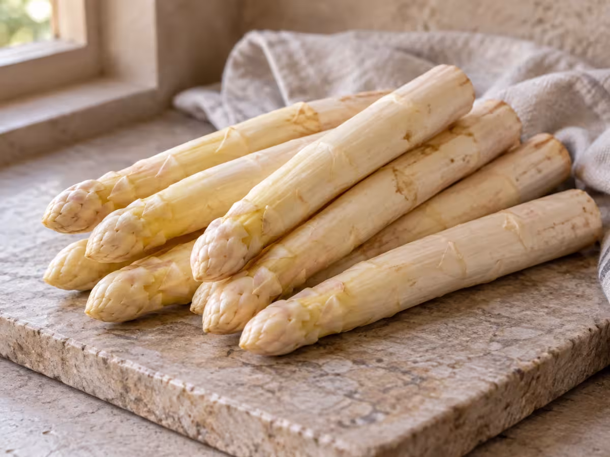 Fresh Fresh white asparagus, ingredient detail