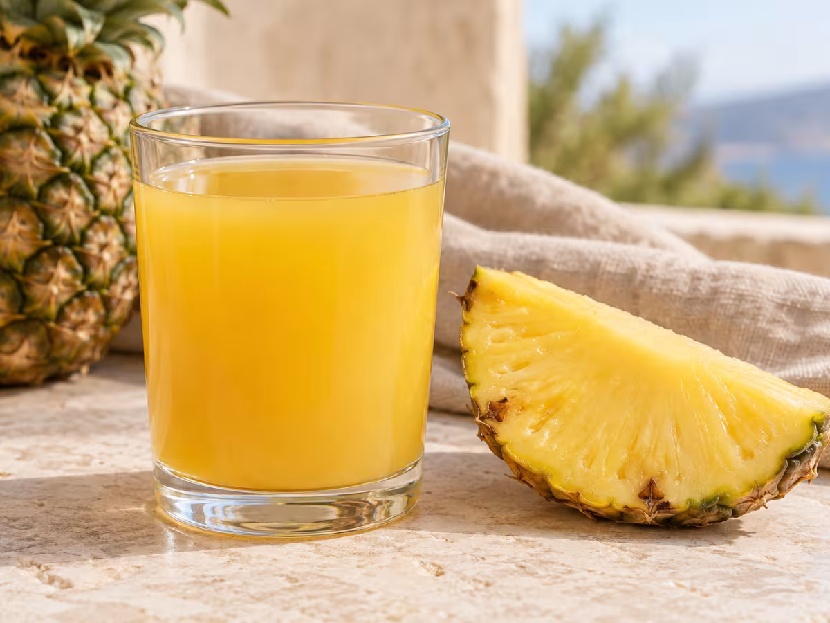 Zumo de piña en una presentación natural