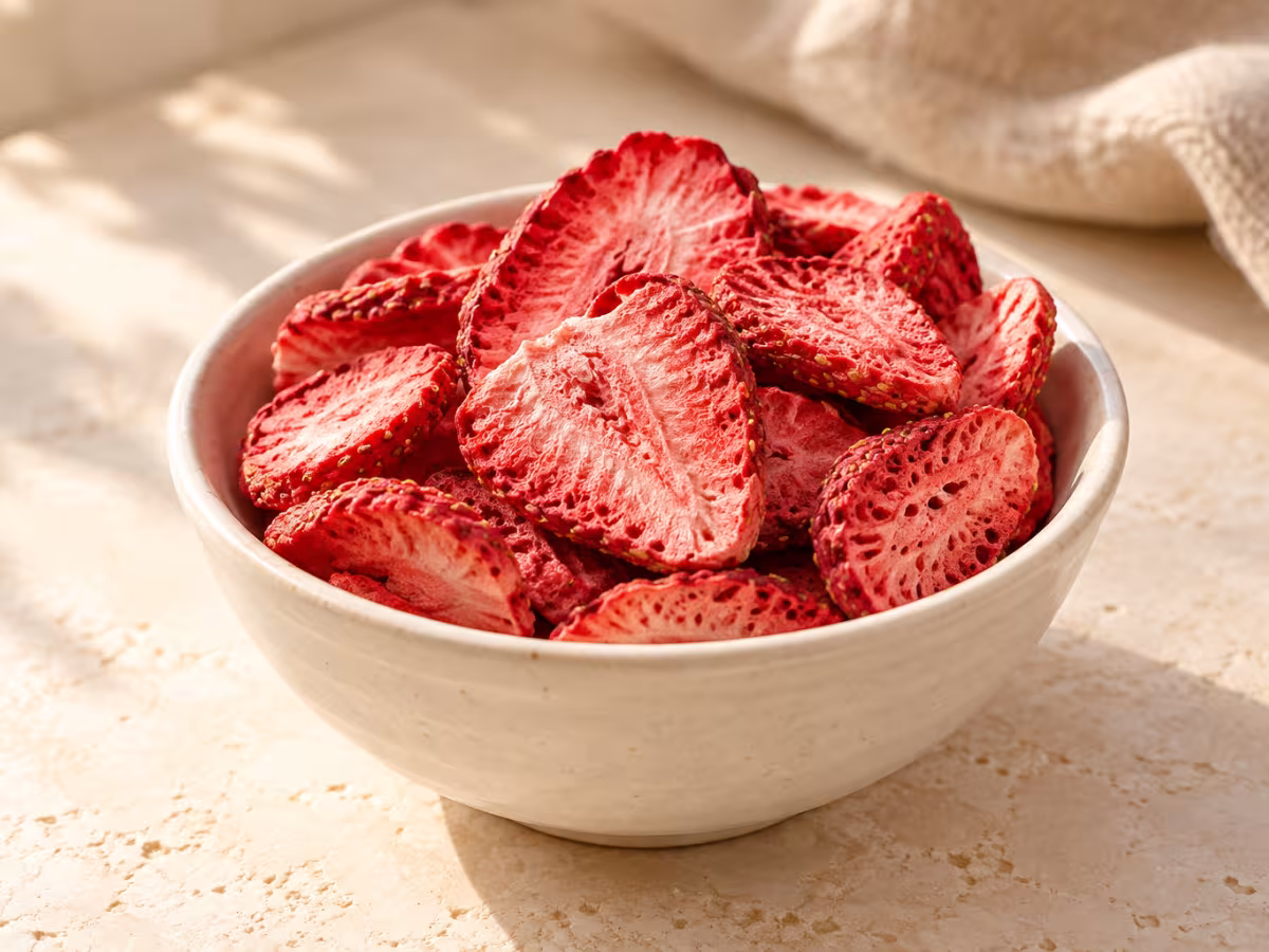 Freeze-dried strawberries for cooking
