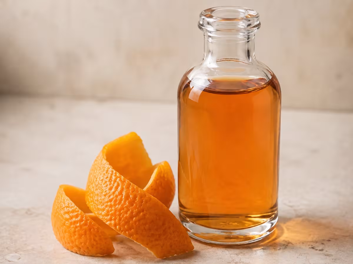 Licor arom&aacute;tico elaborado con piel de naranja, usado en peque&ntilde;as cantidades en reposter&iacute;a.
