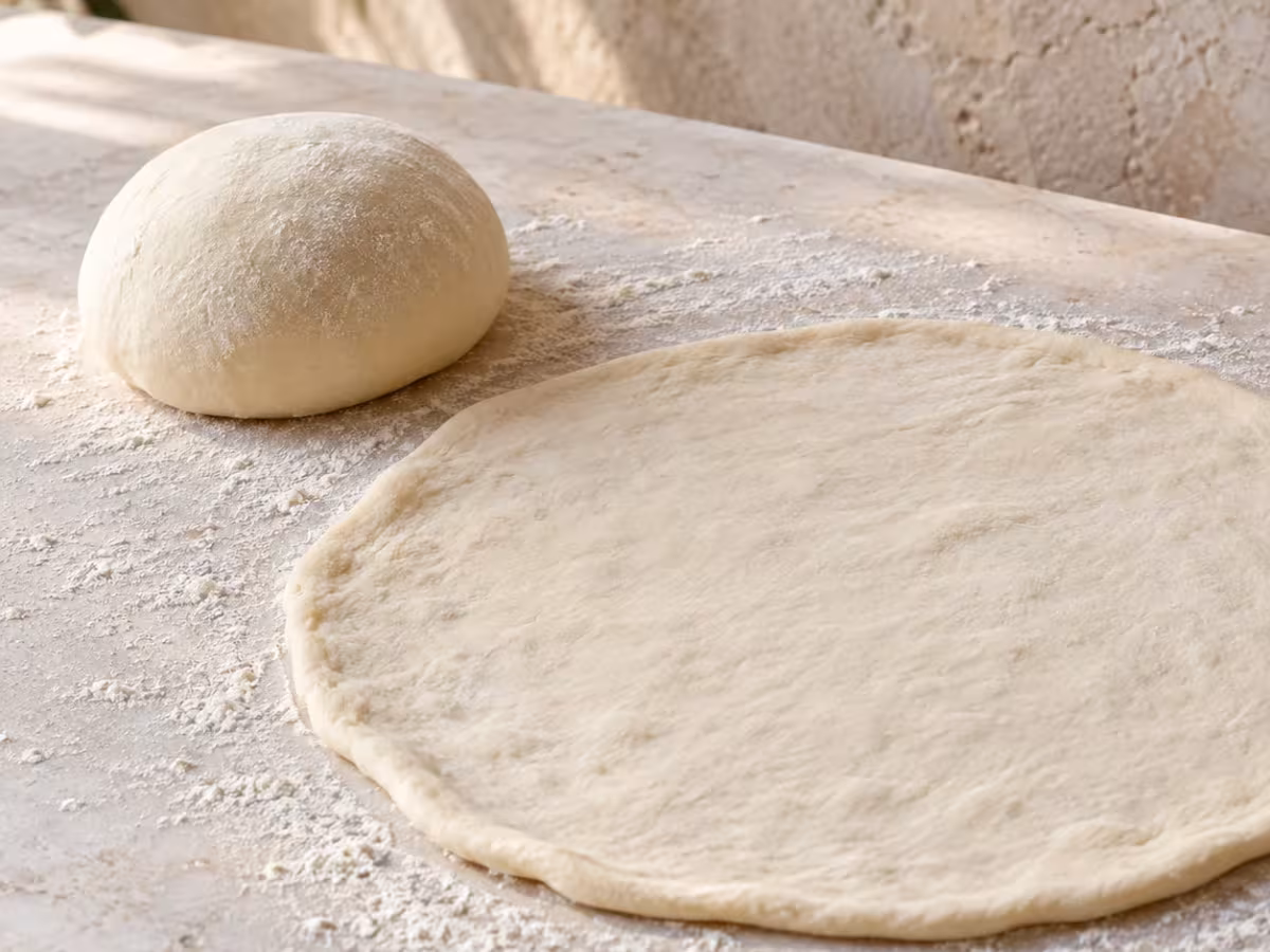 Masa de pizza presentado como ingrediente