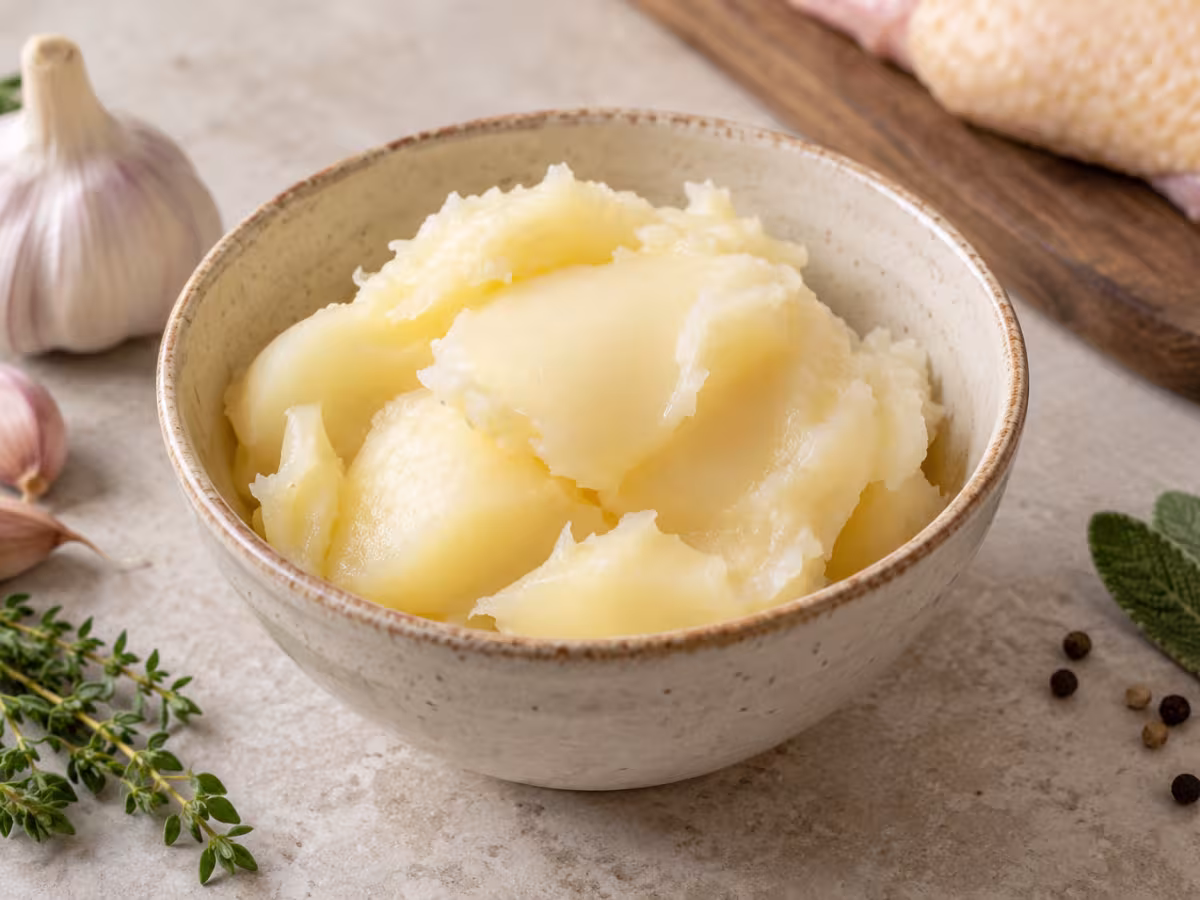 Grasa de oca sobre una superficie limpia, sin envase