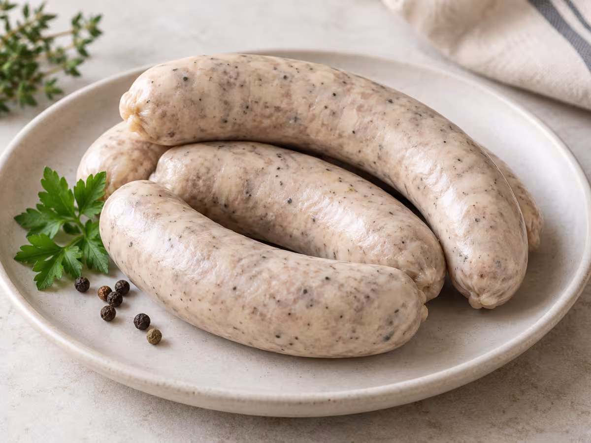 White butifarra sausage on a clean surface without packaging