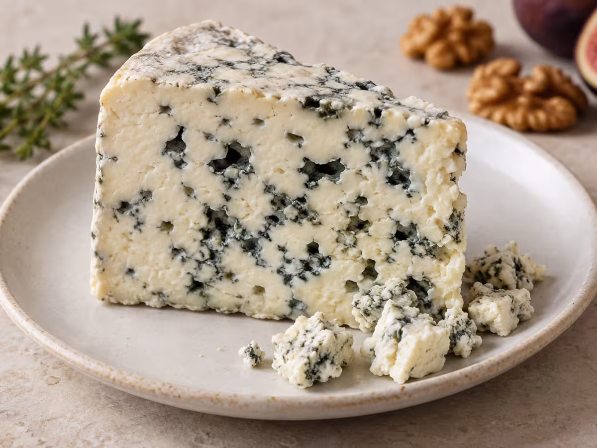 Roquefort cheese on a kitchen surface, before use