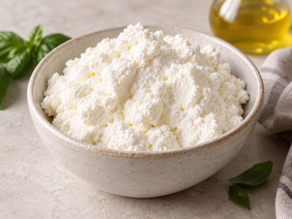 Ricotta on a clean surface without packaging
