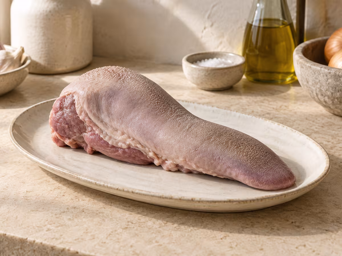 Lengua de ternera cruda como ingrediente