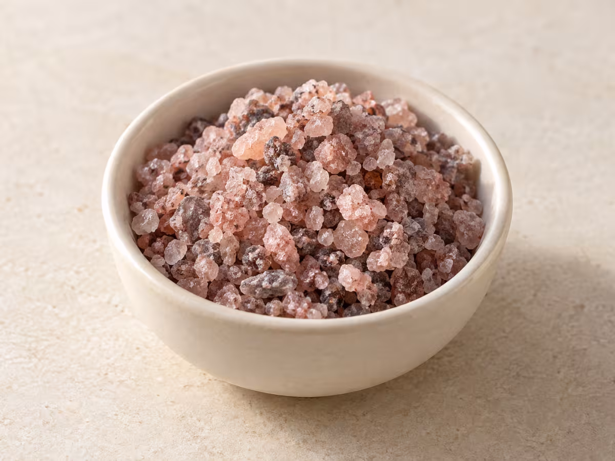 Sal negra kala namak presentado como ingrediente
