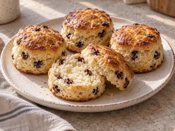 Fruit scones with sultanas, finished bake