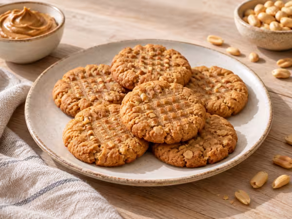 Galletas de mantequilla de cacahuete con trocitos listas para servir