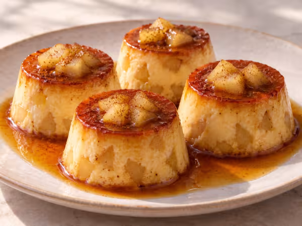 Pear and cinnamon flans