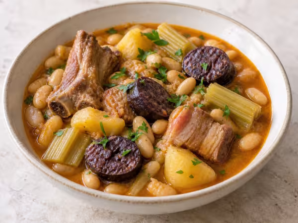 Ademuz-style bean, pork and cardoon stew, finished dish