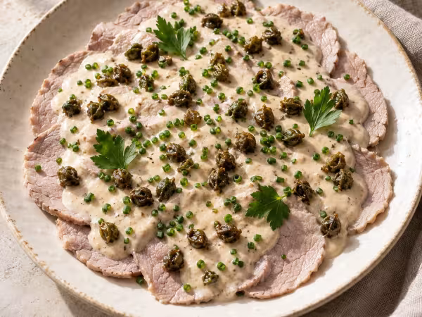 Vitello tonnato, plato terminado