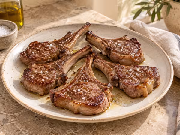 Air-fryer lamb chops, home-style presentation of the finished dish
