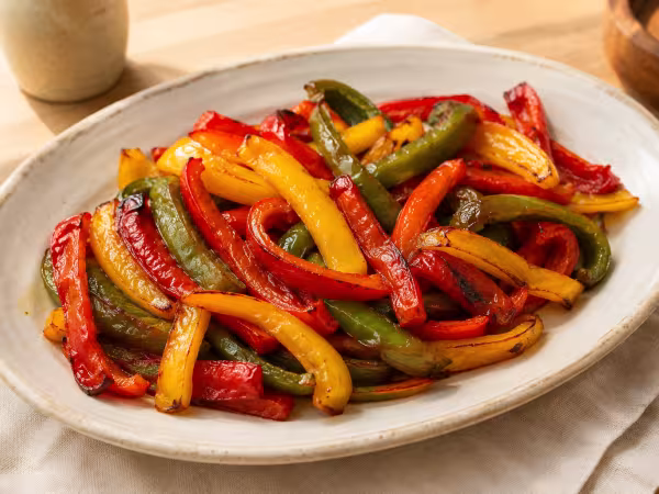 Air-fryer roasted peppers with a natural home-style presentation