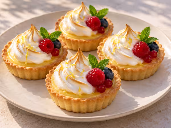 Tartaletas de lim&oacute;n y leche condensada con merengue &middot; plato terminado