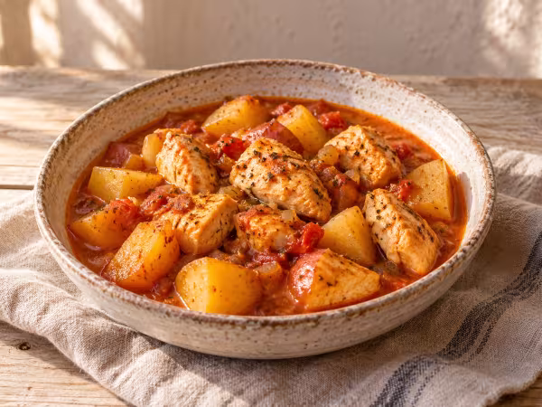 Chicken and potato stew in the Thermomix, finished dish