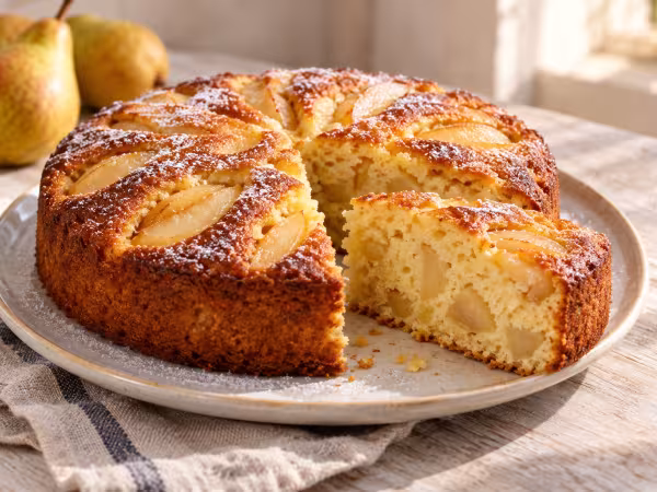 Pear and lemon cake in the Thermomix, finished dish