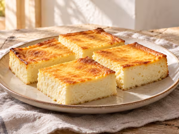 Quesada de yogur y quesitos en Thermomix, plato terminado