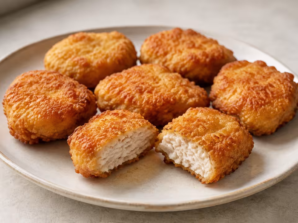 Nuggets de pollo presentado en una mesa clara