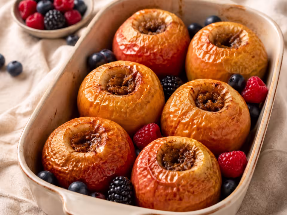 Manzanas asadas con canela y frutos rojos