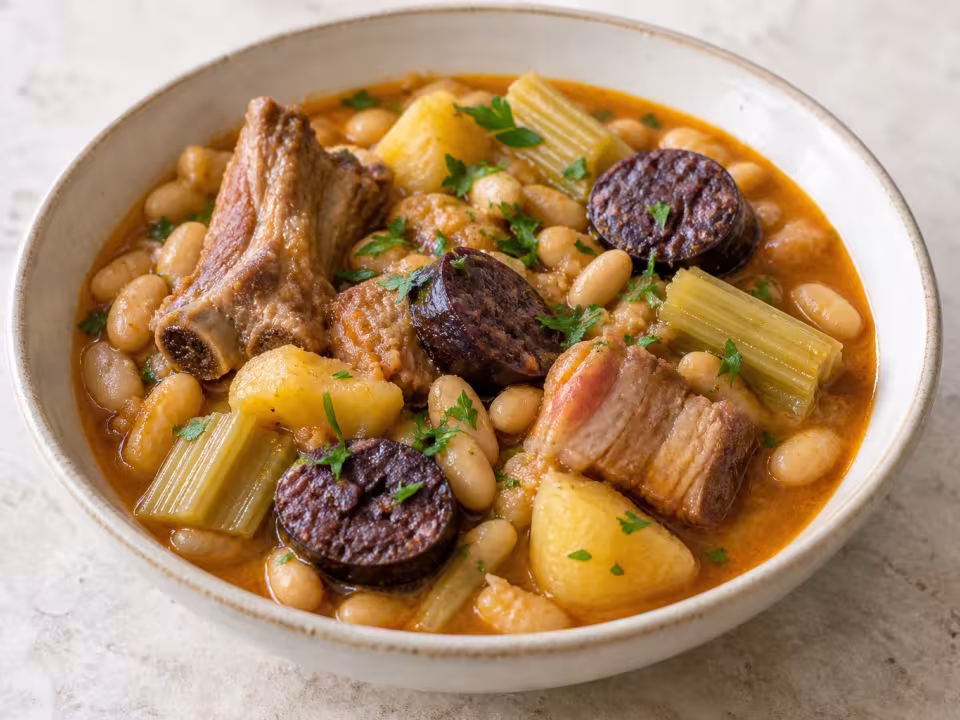 Ademuz-style bean, pork and cardoon stew, finished dish