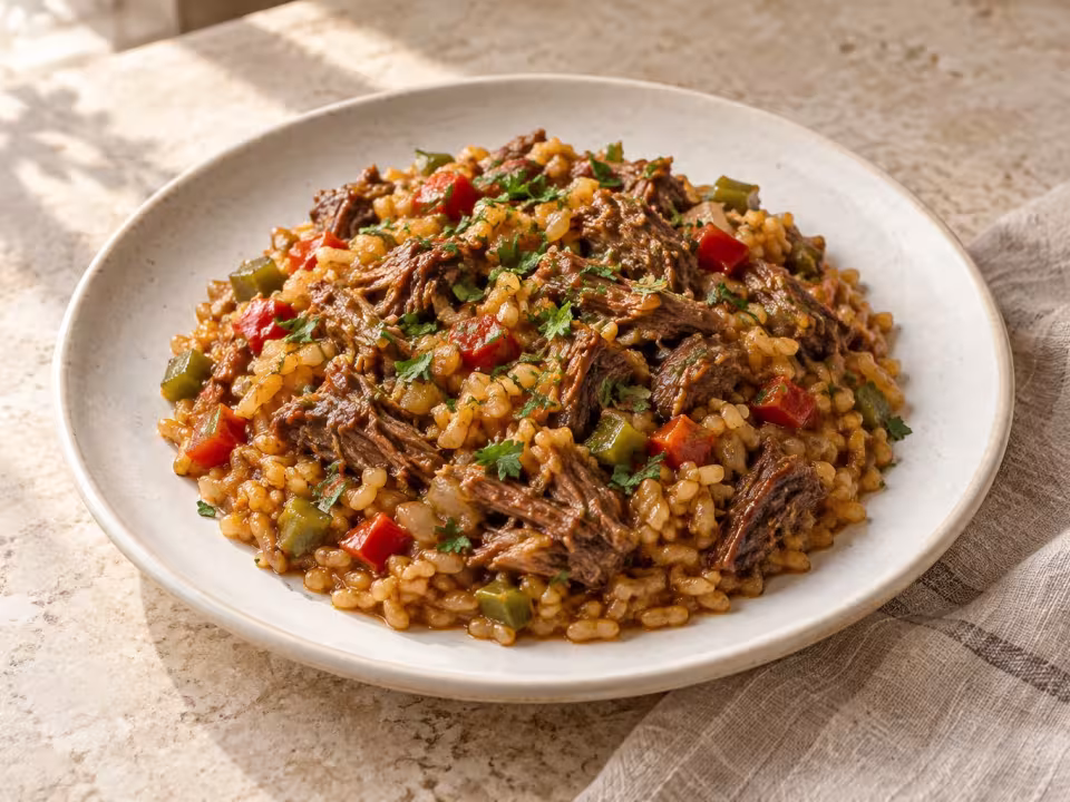 Rice with slow-braised oxtail, finished dish