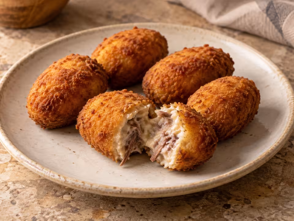 Air-fryer leftover boiled beef croquettes, home-style presentation of the finished dish