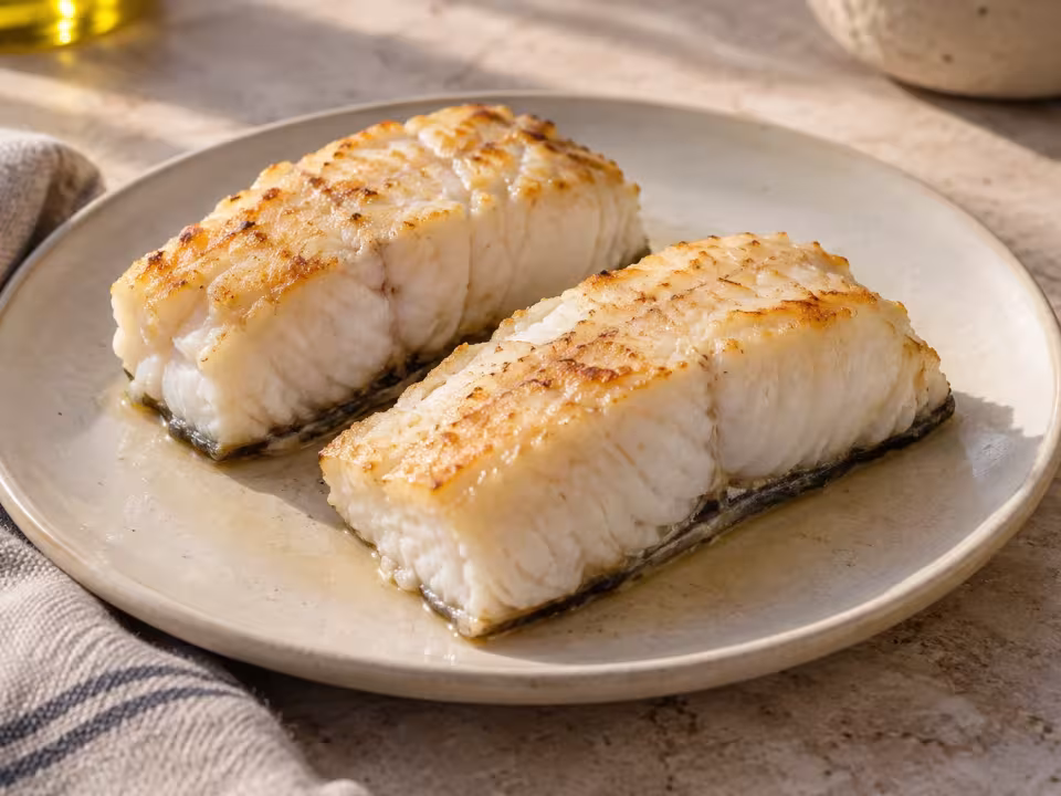 Simple air-fryer hake, home-style presentation of the finished dish