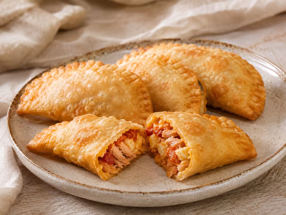 Tuna and egg turnovers served with a natural homemade finish