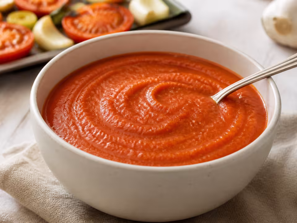 Air-fryer roasted tomato sauce with a natural home-style presentation