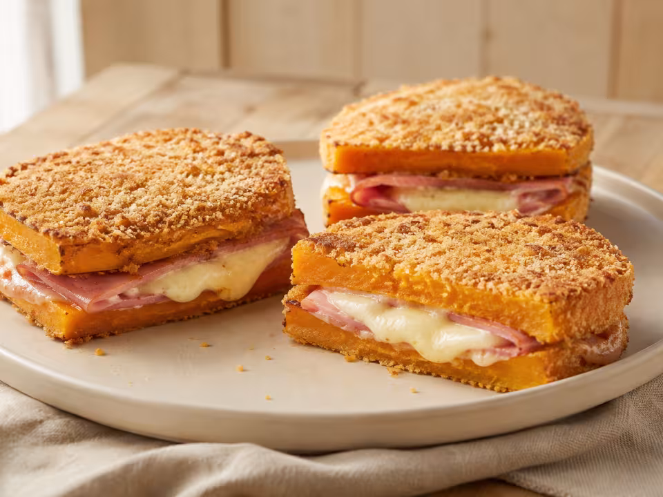 Air-fryer pumpkin cordon bleu with a natural home-style presentation