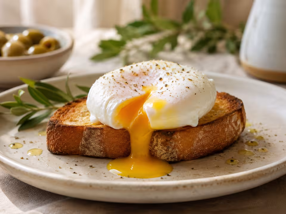 Air-fryer poached egg with a natural home-style presentation