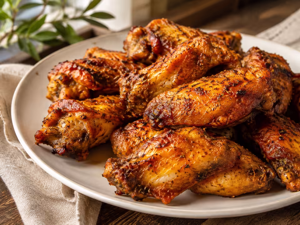 Alitas de pollo especiadas en freidora de aire con presentaci&oacute;n casera y natural