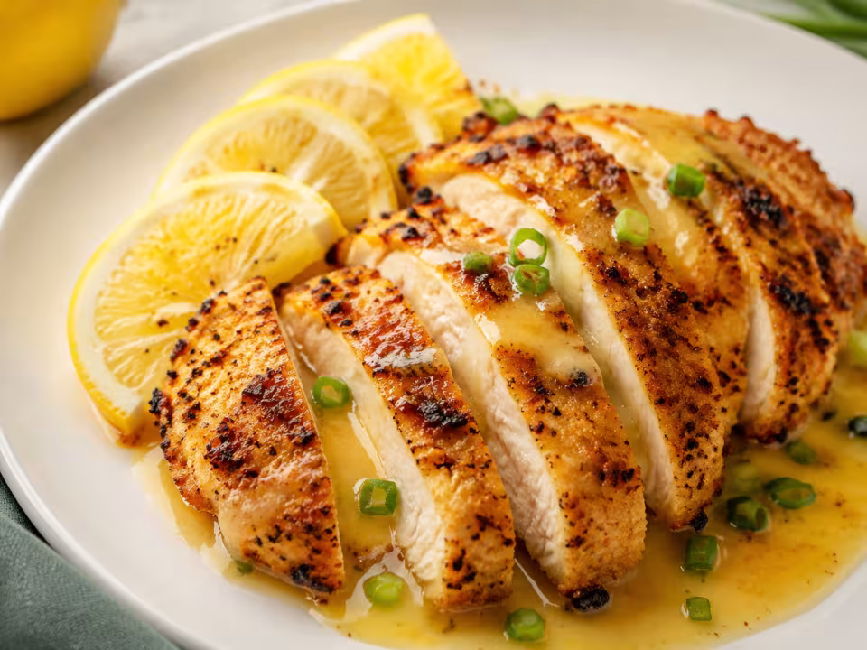 Crispy air-fryer lemon chicken with a natural home-style presentation