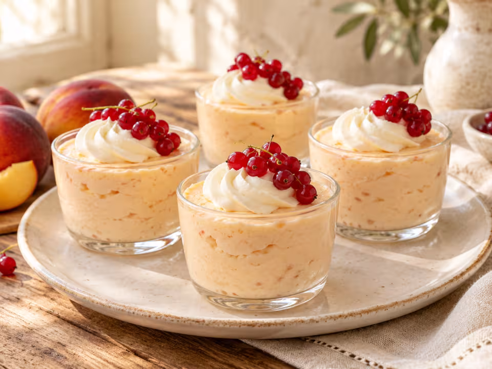 Mousse de nectarina servido y listo para comer