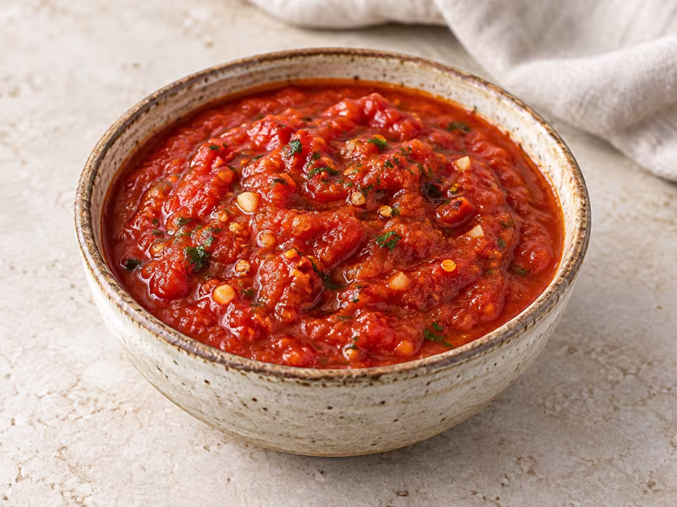 Salsa arrabbiata en un cuenco de cerámica