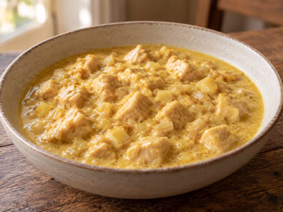Creamy chicken and apple curry in the Thermomix, finished dish