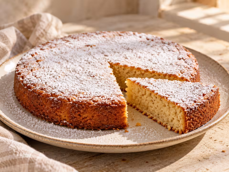Santiago-style almond cake in the Thermomix, finished dish