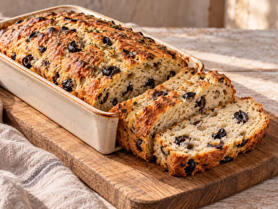 Black olive and thyme bread in the Thermomix, finished dish