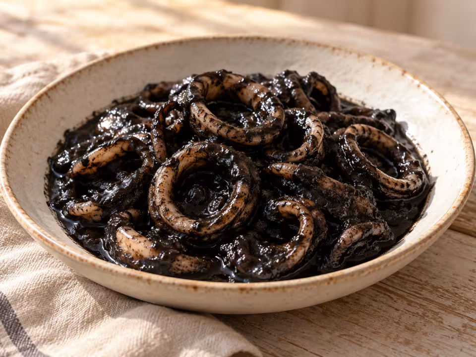 Calamares en su tinta en Thermomix, plato terminado