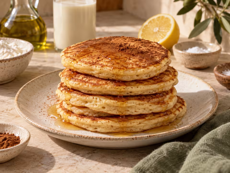 Tortitas veganas esponjosas preparado y servido