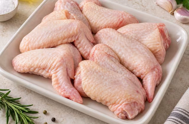 Skin-on, bone-in chicken wing sections suited to roasting until crisp.
