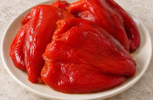 Preserved red bell peppers for cooking