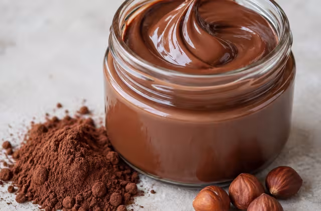 Crema dulce y untuosa de cacao y avellanas para rellenos y coberturas.