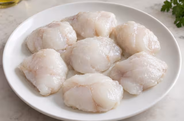 Desalted cod cheek meat, ingredient before cooking