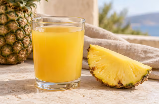 Zumo de piña en una presentación natural