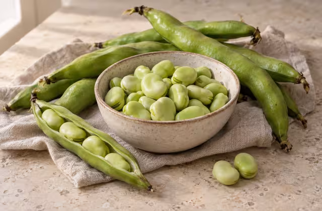 Habas tiernas frescos, detalle del ingrediente