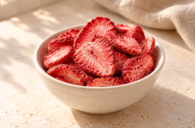 Freeze-dried strawberries for cooking