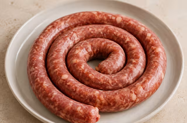 Embutido fresco de carne de cerdo condimentada, pensado para cocinar por completo.